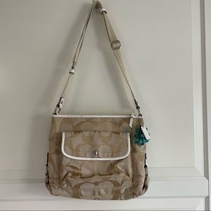 Coach monogram CC canvas bag with flower charm BIN7